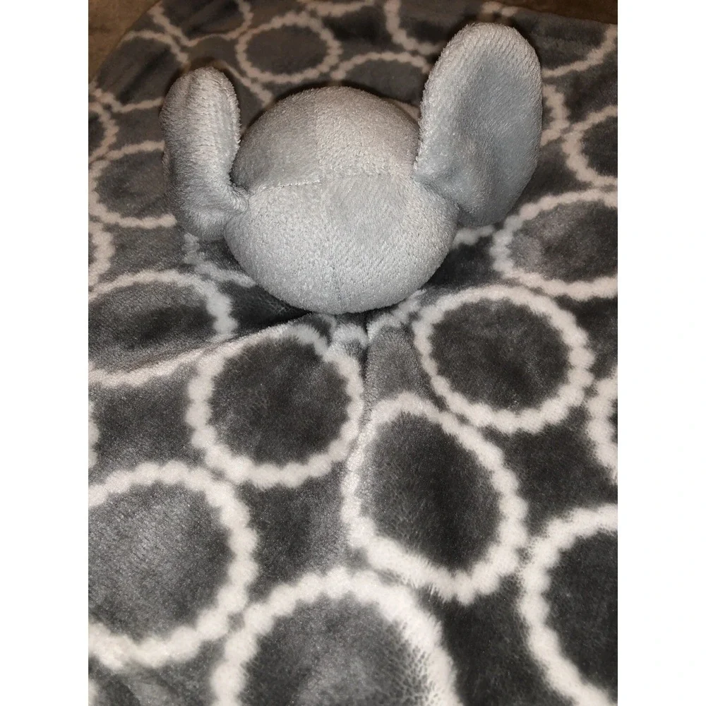 HB Lovey Security Blanket Elephant Gray Circles 12.5 x 14